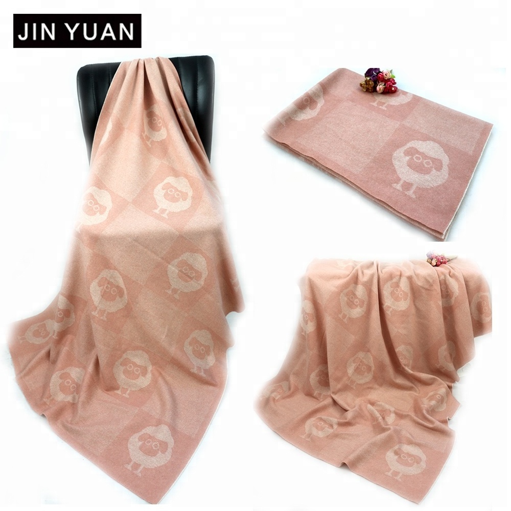 luxury soft skin friendly child baby 10% cashmere 90% wool blanket custom woven jacquard wool throw blanket