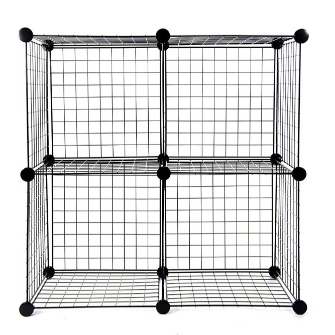 Stackable Wire Grid &Interlocking Storage 6 Cubes Shelves