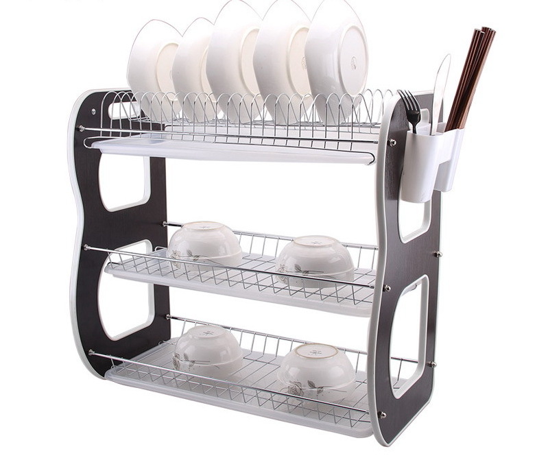 Hot Selling Cheap 3 Tiers Chrome Kitchen Drying Dish Rack