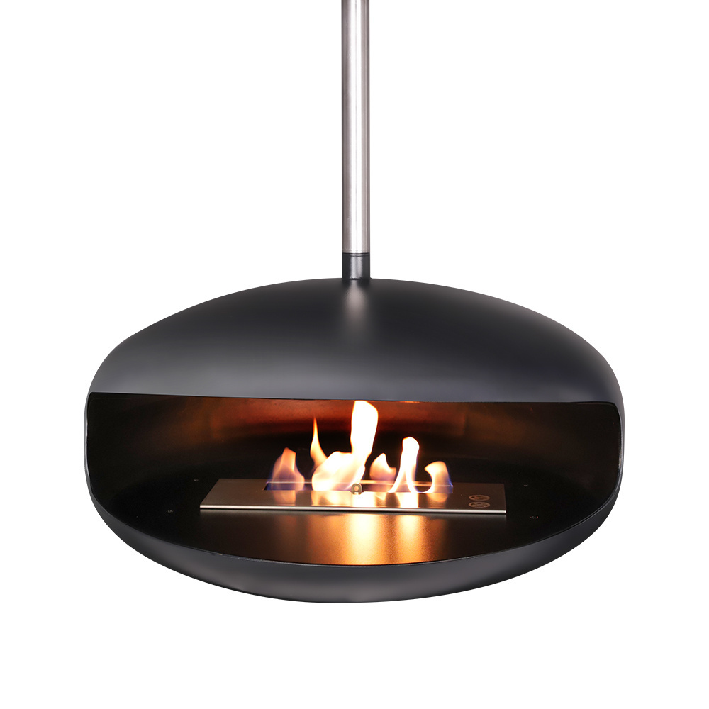 bio ethanol suspended fireplace roof mounted ceiling real flame hanging fireplace