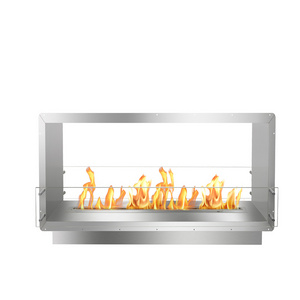 84 inch intelligent accept customized firebox ethanol fire electric double sided fireplace insert