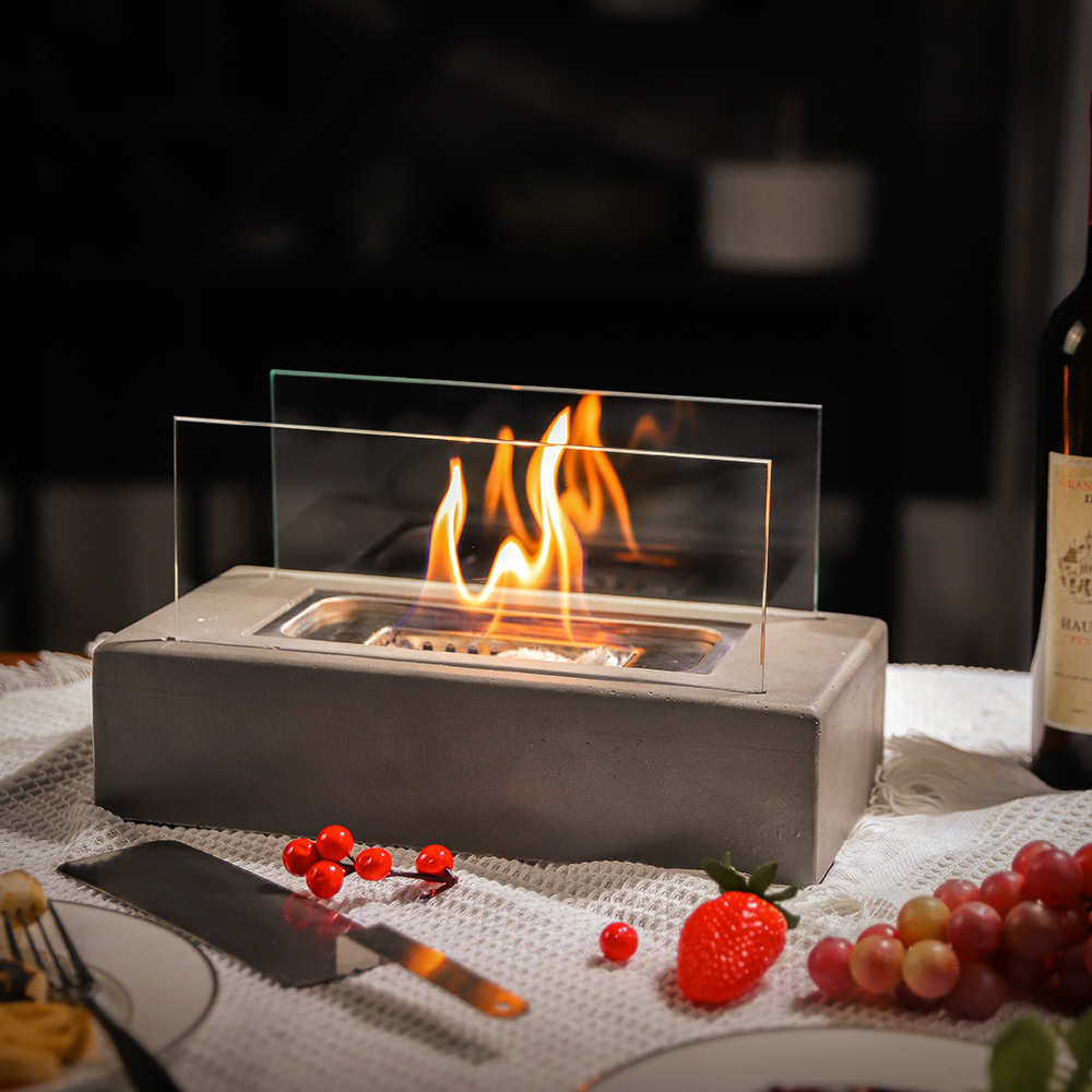 Inno-living TT-83 ethanols fireplace table fire pit rectangular concrete portable ethanol fireplace