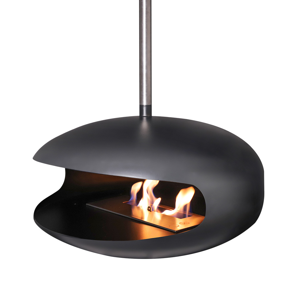 bio ethanol suspended fireplace roof mounted ceiling real flame hanging fireplace