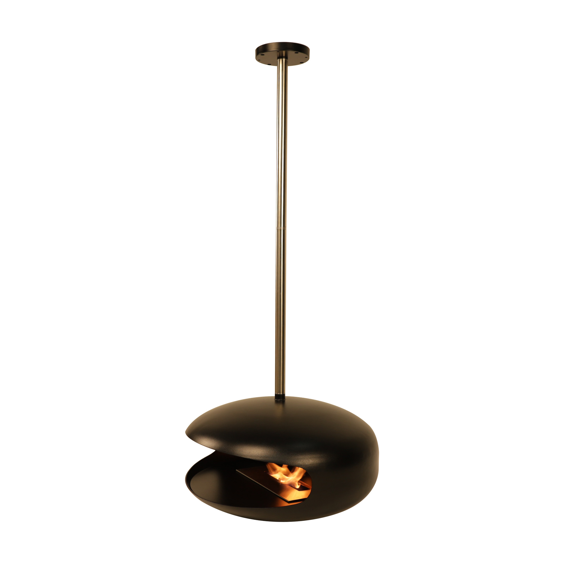 bio ethanol suspended fireplace roof mounted ceiling real flame hanging fireplace