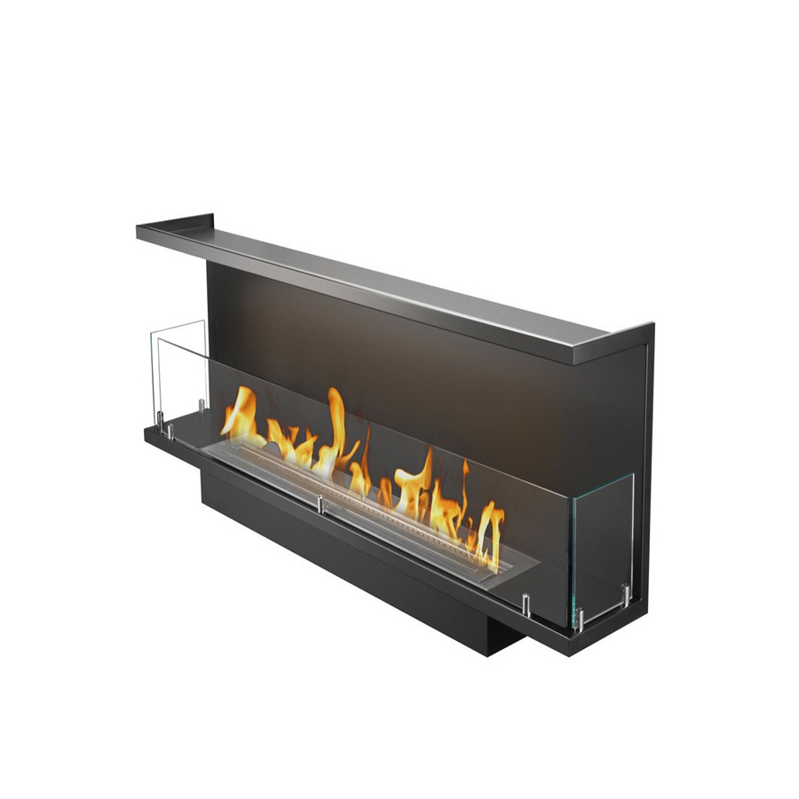 60 inch intelligent  indoor outdoor electric  double glass insert firebox bio ethanol fireplace