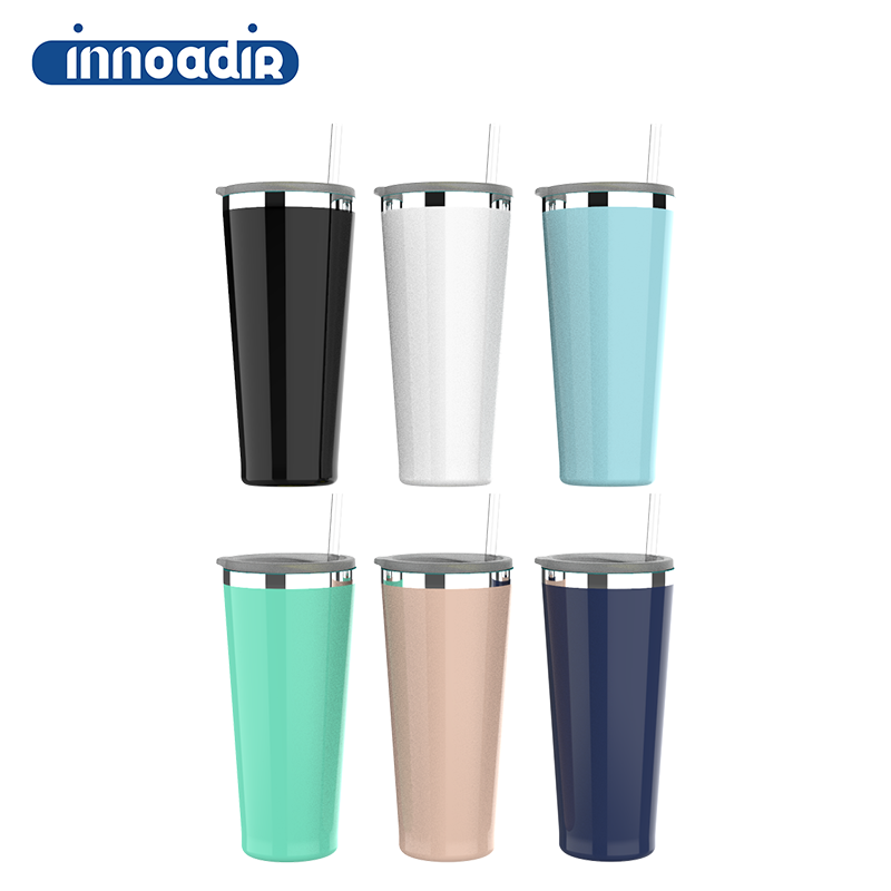 innoadir 20Oz Skinny Tumbler Stainless Steel Double Wall Vacuum Insulated French Press Thermal Mug