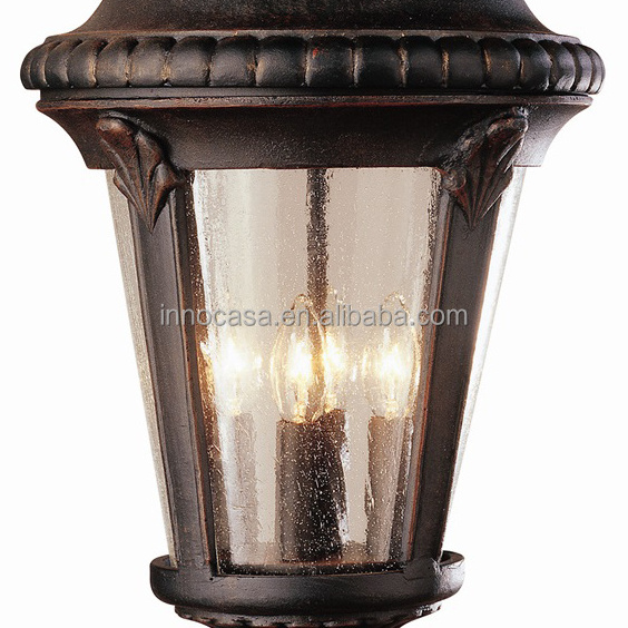 Wholesale Modern Aluminum Clear Seeded Glass Shade Black Brown Pendant Outdoor ceiling light for Garden with IP44 waterproof