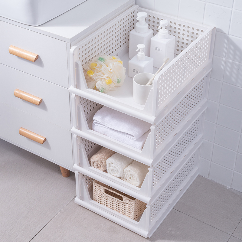 Hot Selling Plastic Stackable Foldable Multi Basket Storage Bins Organizer Storage Drawers For Clothes Cabinet