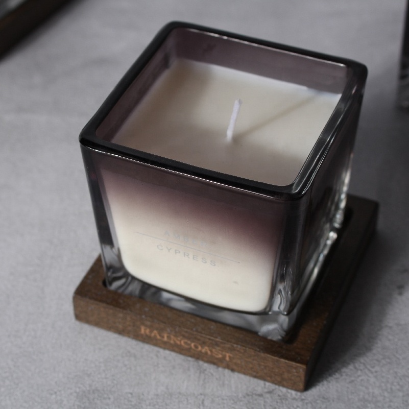 RAINCOAST Customized Square Glass Holder Scented body Candle 210G For Home