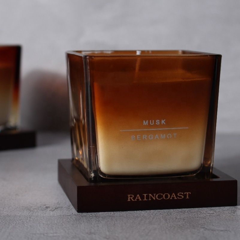 RAINCOAST 2023 Factory Wholesale Candle Jars Luxury 210g Tinted Glass Soy Scented Candles