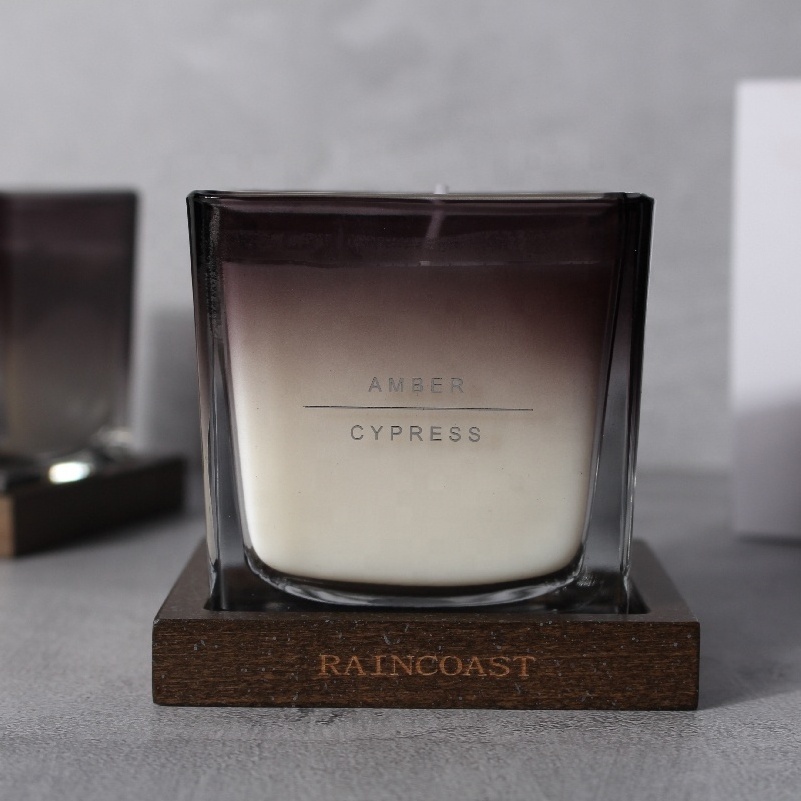 RAINCOAST Customized Square Glass Holder Scented body Candle 210G For Home