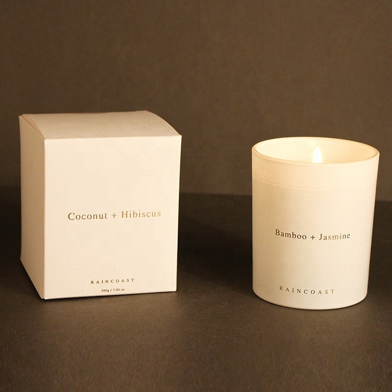 RAINCOAST Private Label Scented Candles White Glass Custom Candles 200G Wholesale Scented Candles