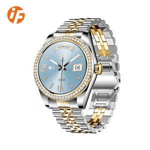 INNOFOVO Luxury 1.28'' Stainless Steel Amoled Smart Watch for Women IP68 Waterproof