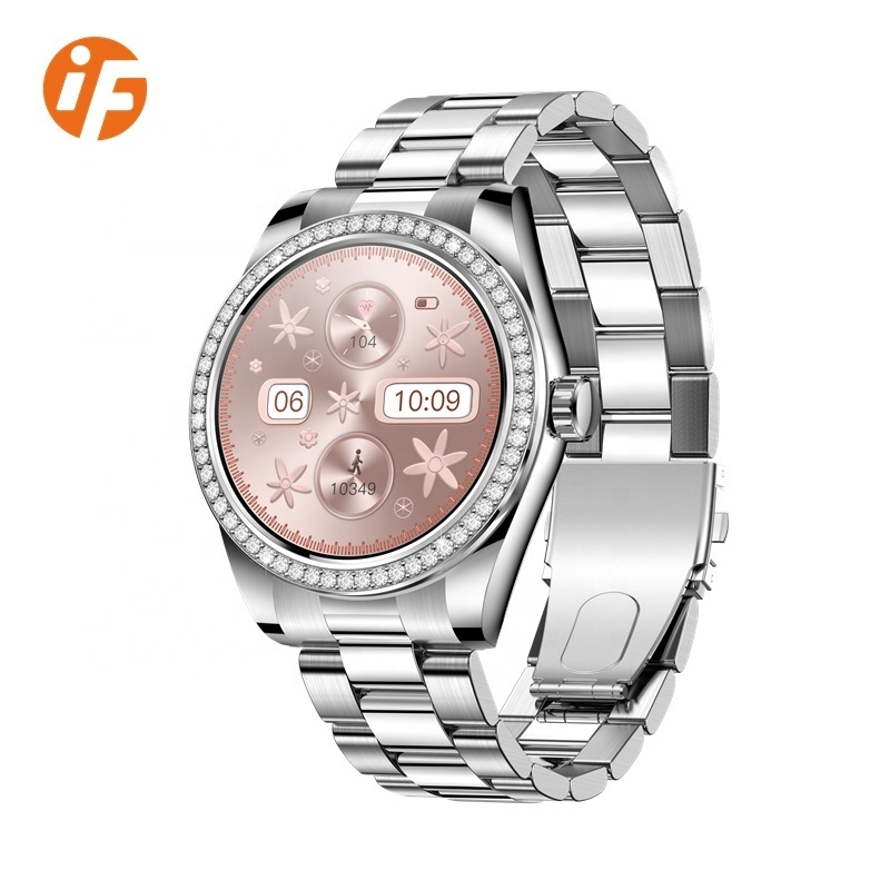 INNOFOVO Luxury 1.28'' Stainless Steel Amoled Smart Watch for Women IP68 Waterproof