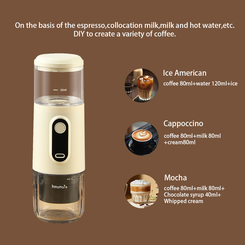 Mini Capsule Coffee Machine Car Wireless  Electric Espresso Coffee Maker Portable Charging Mini Coffee Machine