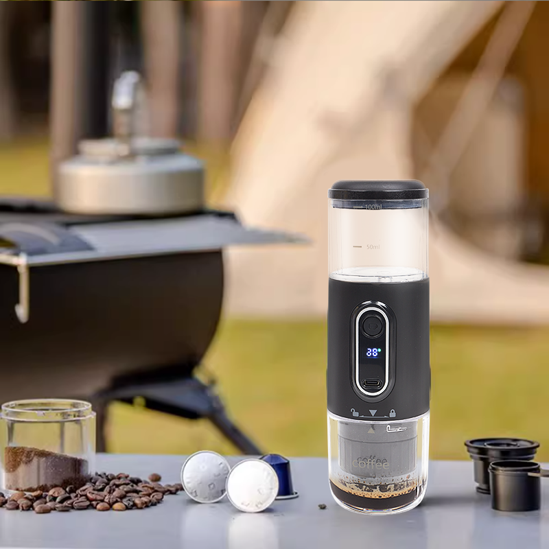 Black Portable espresso maker USB charging wireless heating coffee maker Portable Mini capsule coffee maker Travel