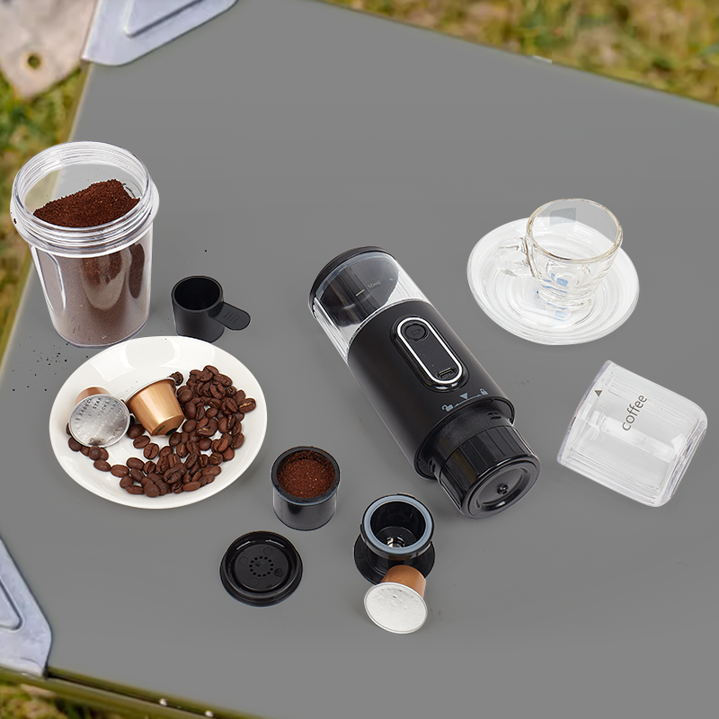 Black Portable espresso maker USB charging wireless heating coffee maker Portable Mini capsule coffee maker Travel