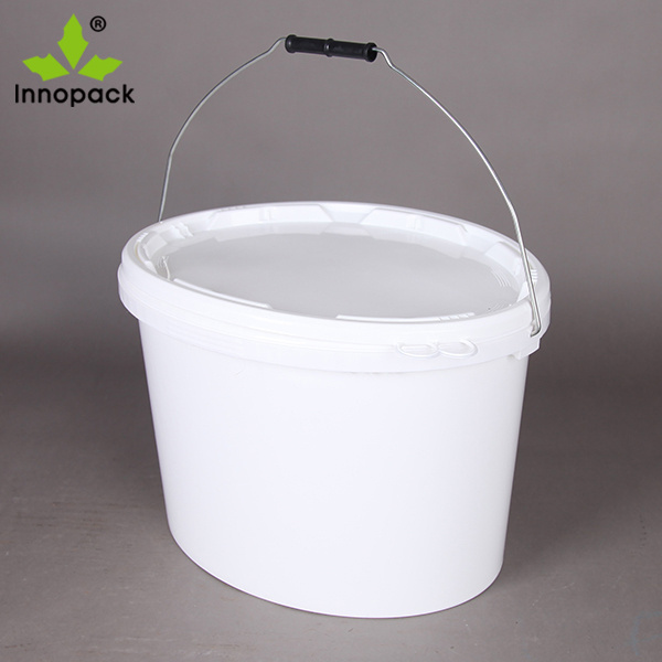 Printed  4 gallon food grade oval plastic buckets 15 liter with lid and metal handle