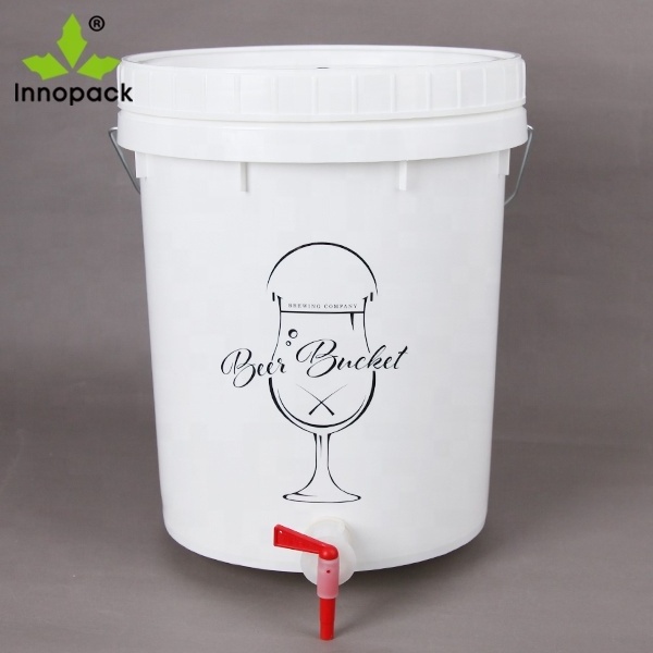 Food grade 20L/5 gallon cheap plastic fermenter bucket/barrel with tap and handle