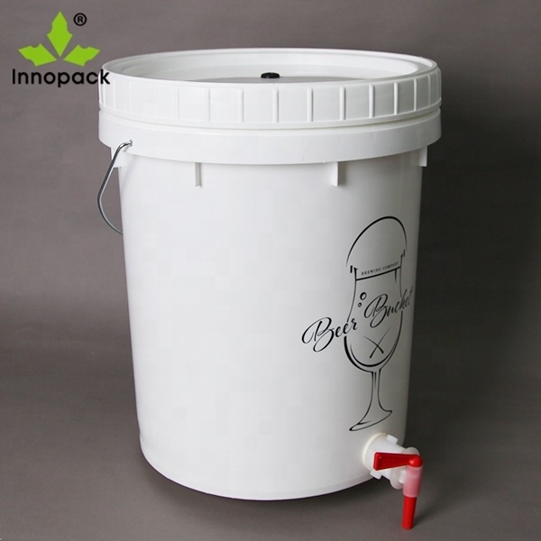 Food grade 20L/5 gallon cheap plastic fermenter bucket/barrel with tap and handle