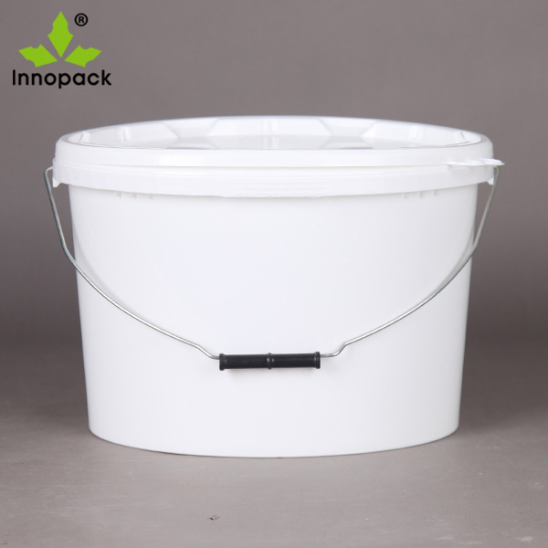 Printed  4 gallon food grade oval plastic buckets 15 liter with lid and metal handle