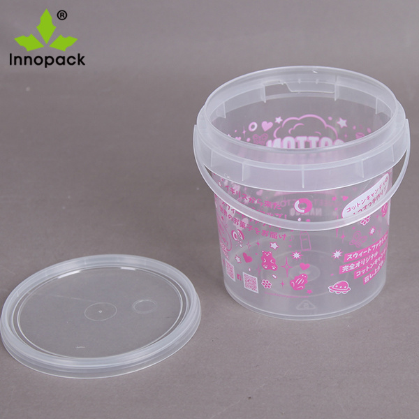 Round Clear Bucket Food Grade Bucket with Seal Lid and Handle for Cookies