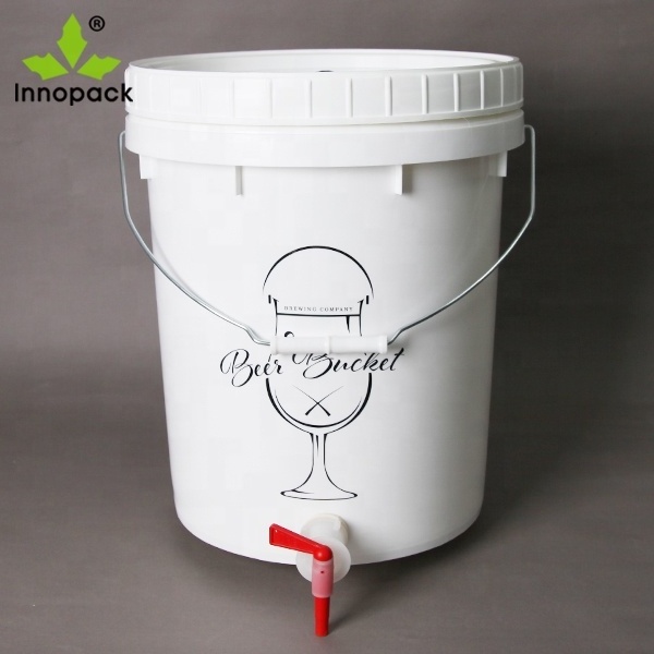 Food grade 20L/5 gallon cheap plastic fermenter bucket/barrel with tap and handle