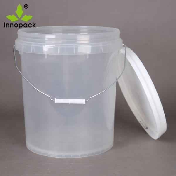 20L clear plastic buckets, 5 gallon plastic pails with lids for water based or oil based paint