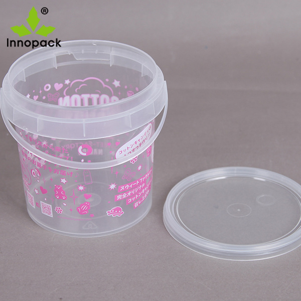 Round Clear Bucket Food Grade Bucket with Seal Lid and Handle for Cookies