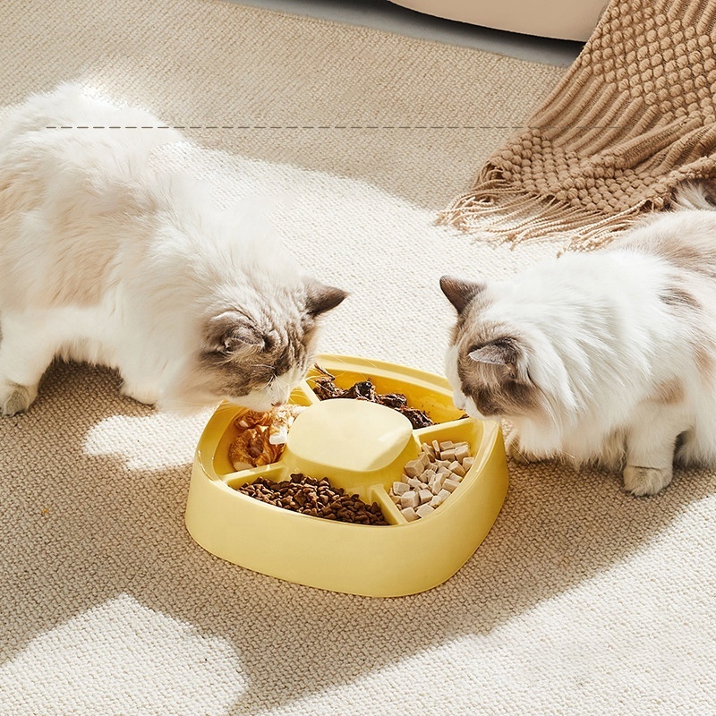 Four silicon food pet bowl collapsible silicon plastic square training toy feeding cat dog slow feeder