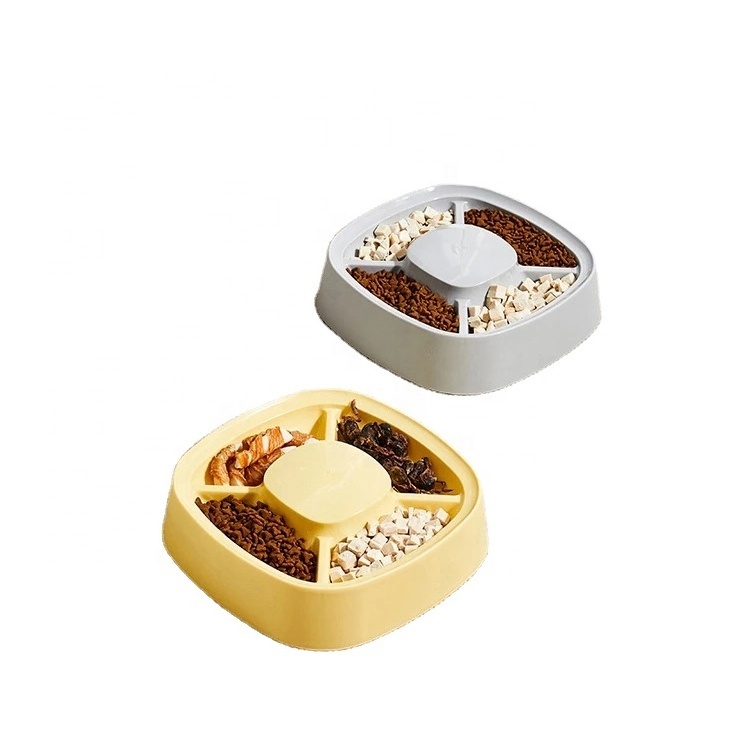 Four silicon food pet bowl collapsible silicon plastic square training toy feeding cat dog slow feeder