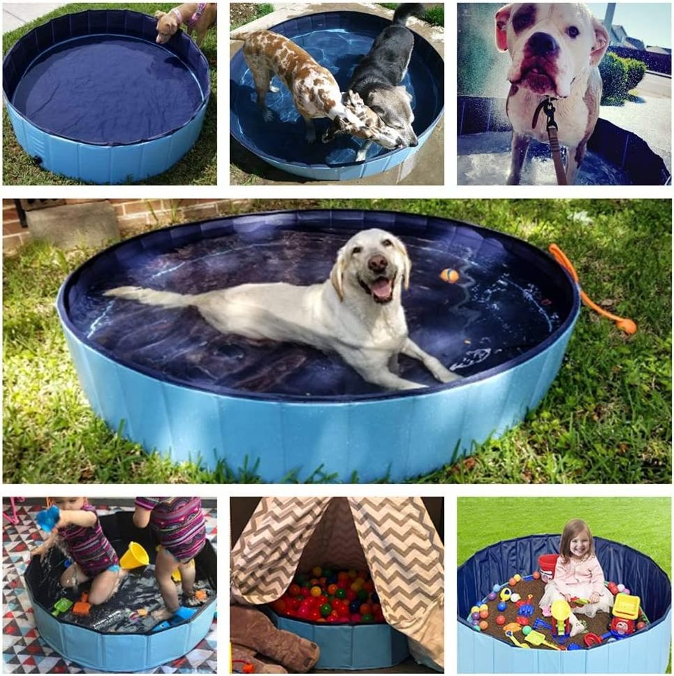 Foldable Dog Pool Baby Fun Pool Hard Plastic Shell Portable Swimming Pool for Dogs Kids Pet Puppy