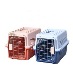 Easy install Large space Air approved travel outdoor dog kennel box with wheel plastic cat cage pet carrier