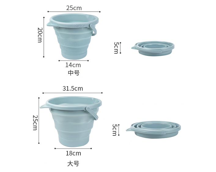 15L Silicone Foldable Water Container Portable Handle Washing Round Plastic Collapsible Water Bucket