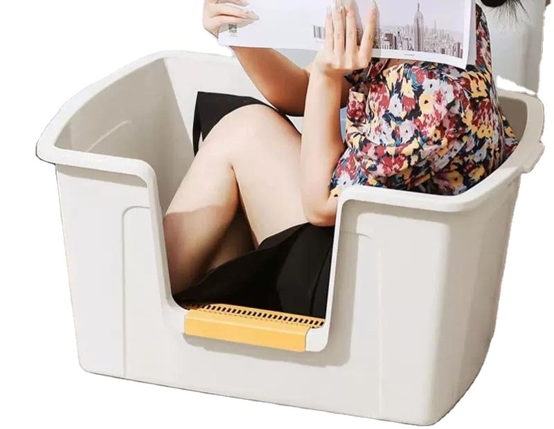 Oversized modern cat litter basin top entry travel portable cat litter box big