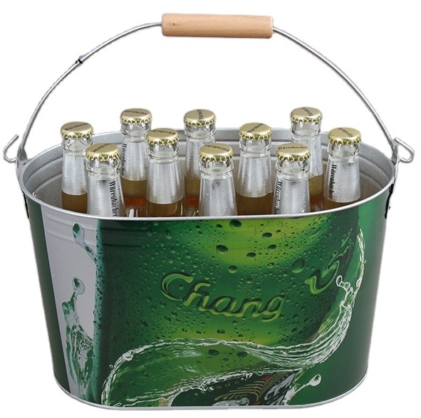 Custom Ice Bucket Corona Ice Bucket Zinc-plated Galvanized Metal Beer 5L Buckets, Coolers & Holders