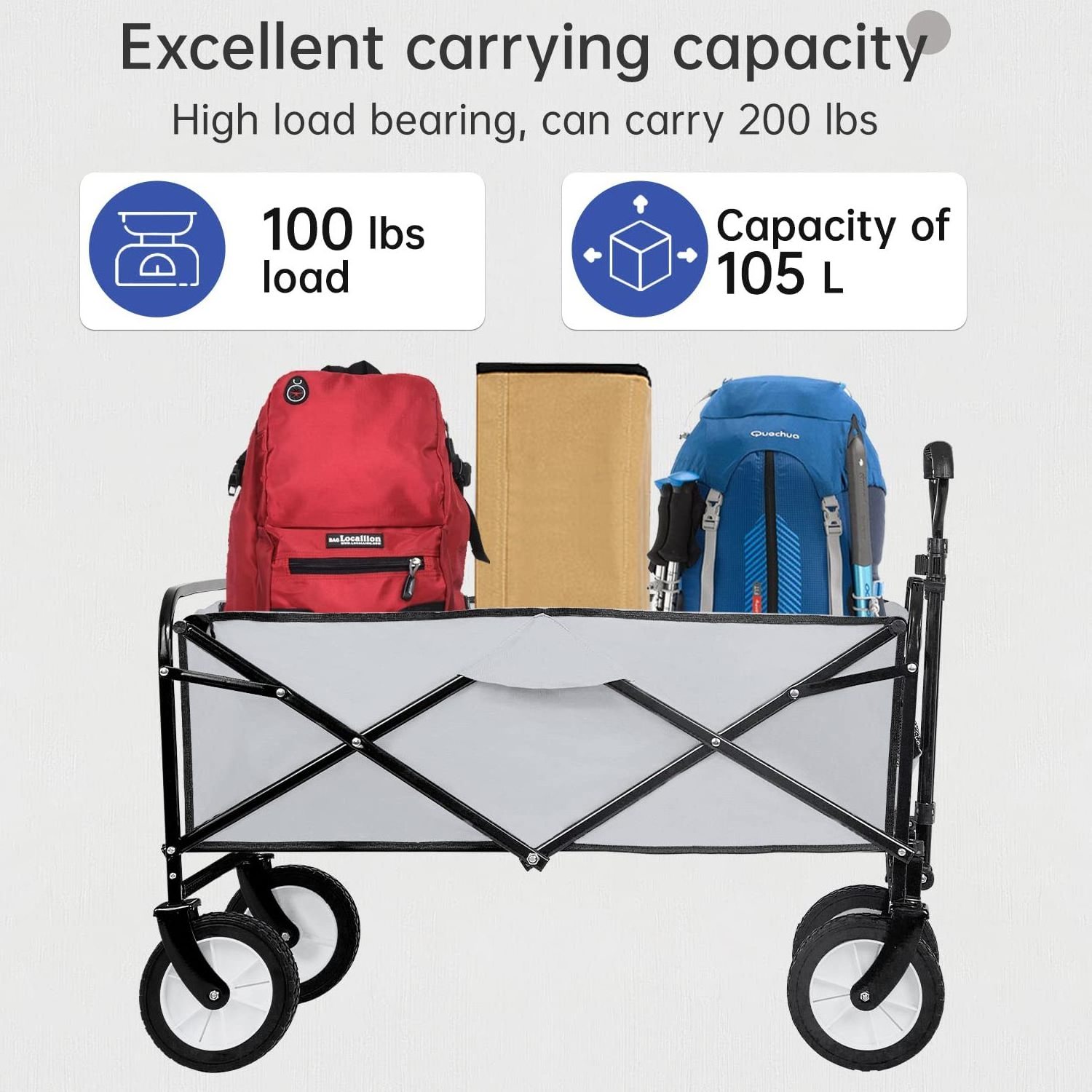 Outdoor Foldable Camping Wagon /Cart Collapsible Sturdy Steel Frame Garden /Beach Wagon /Cart /trolley