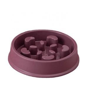 High Quality Paw Print Flower Shape Rounded Travel Pet Bowl Slow Food Feeding Plastic Dog Cat Bowl