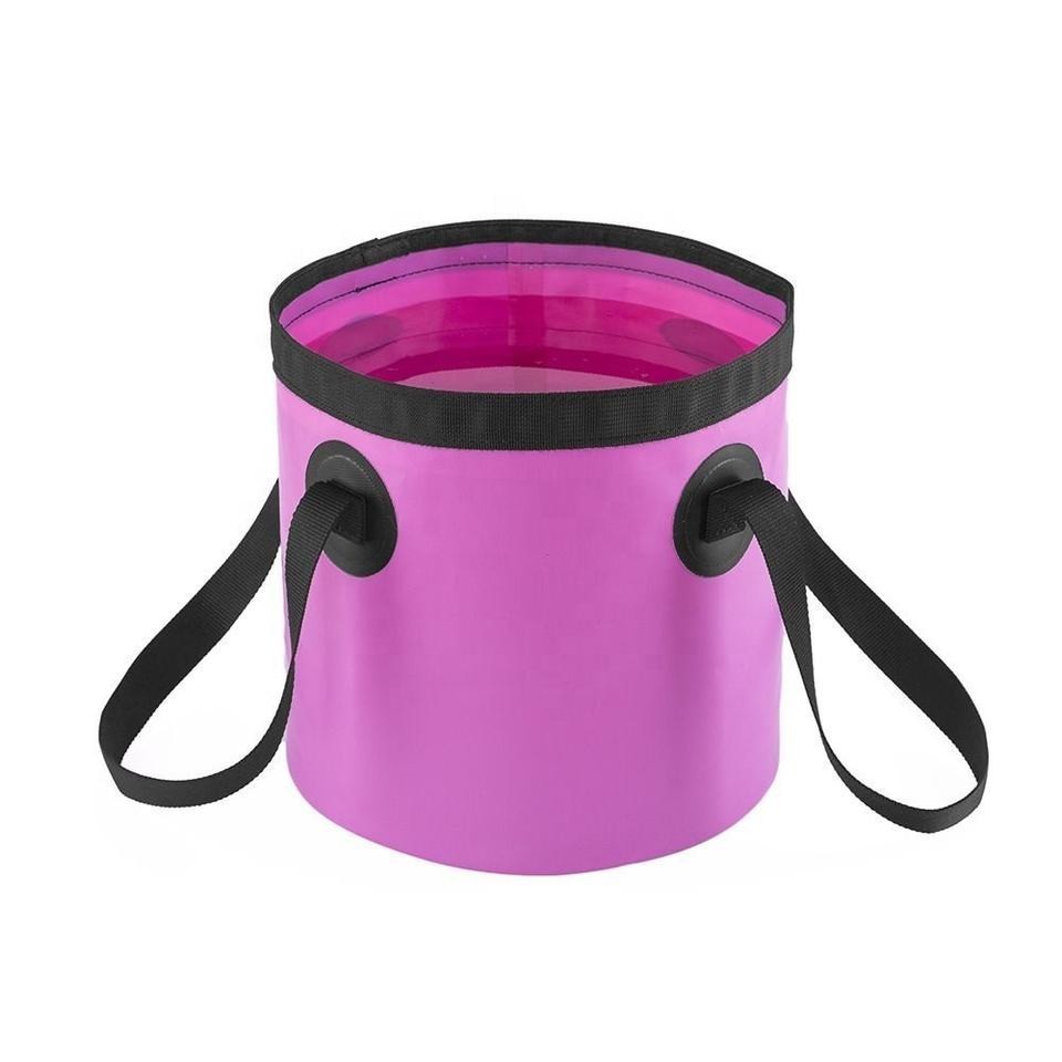 Camping Collapsible Wash Basin 500D PVC 30l Waterproof Folding Water Storage Bucket Fishing Bucket Folding Bucket