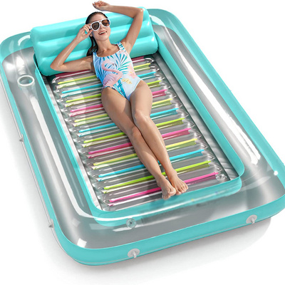 Inflatable Tanning Pool Lounger Float 4 in 1 Sun Tan Tub Sunbathing Pool Lounge Raft Float Toys Water Filled Tanning Bed Mat Pad