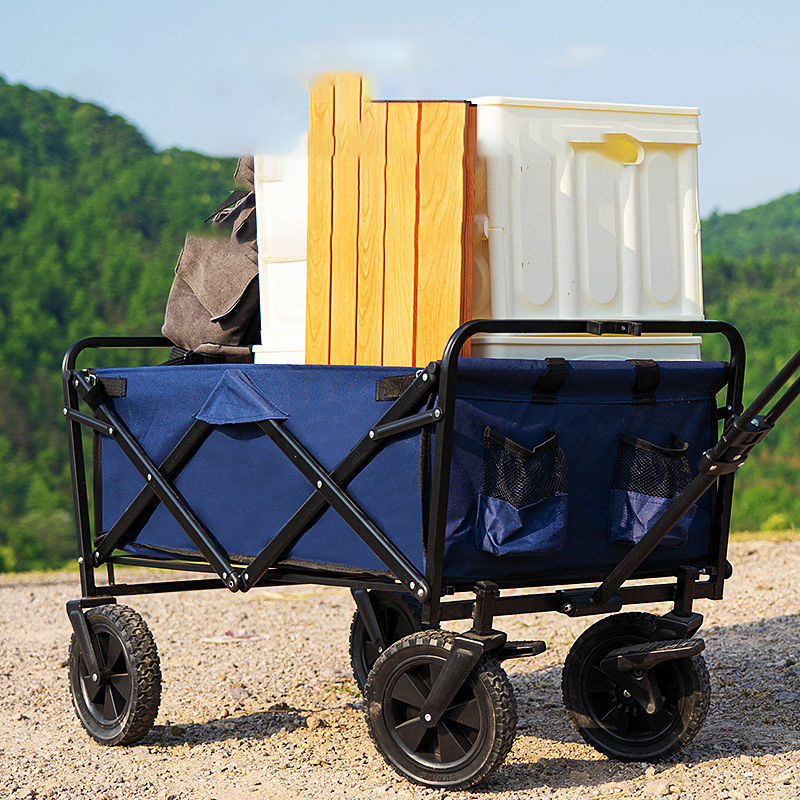 Portable 4 Wheels Folding wagon Trolley Cart With Adjustable Handle Bar Popular Outdoor