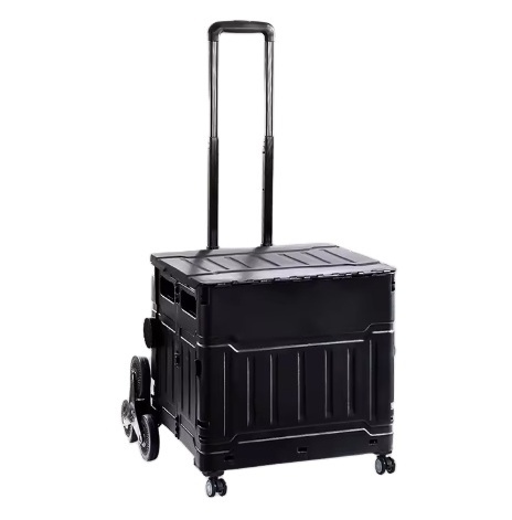 Portable Stair Climbing Outdoor Shopping Collapsible Rolling Crate Folding Utility Cart With Telescopic Handle