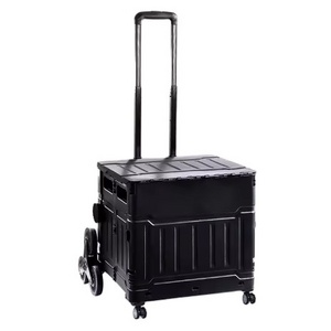 Portable Stair Climbing Outdoor Shopping Collapsible Rolling Crate Folding Utility Cart With Telescopic Handle