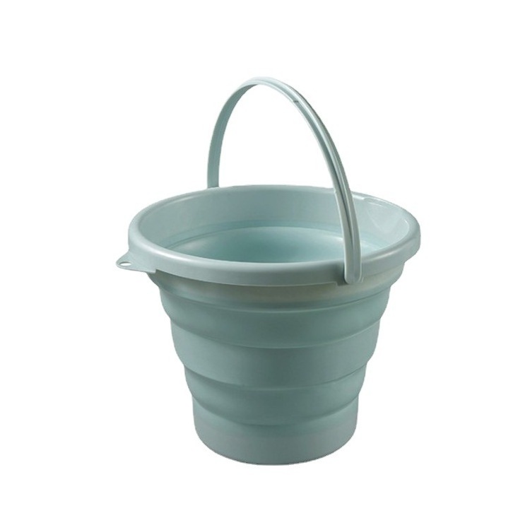 15L Silicone Foldable Water Container Portable Handle Washing Round Plastic Collapsible Water Bucket