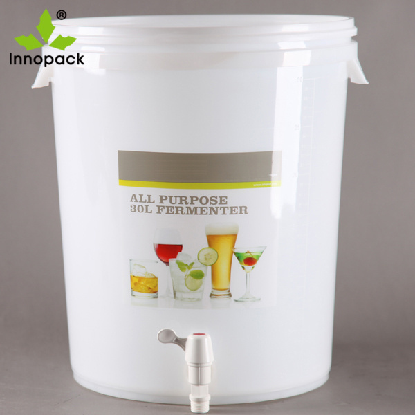 30L plastic fermenter bucket with air lock, spigot, beer barrel