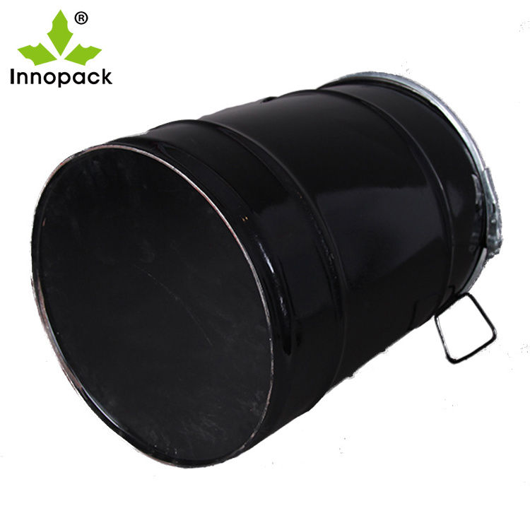 60 L black stainless steel drum, oil drum with lock collar