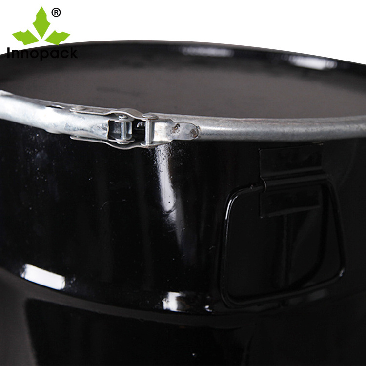 60 L black stainless steel drum, oil drum with lock collar