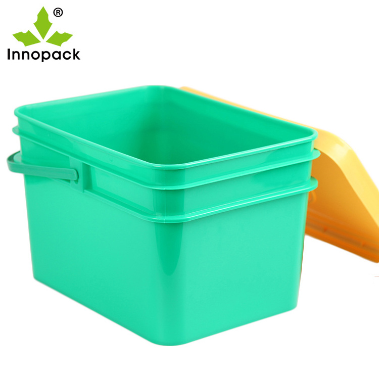 Storage PP Pails Custom color Rectangular pail 20L plastic bucket with lid