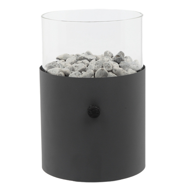 mini table top gas lantern with pebbles and glass cover desktop gas fire pits for indoor and outdoor use CE approved