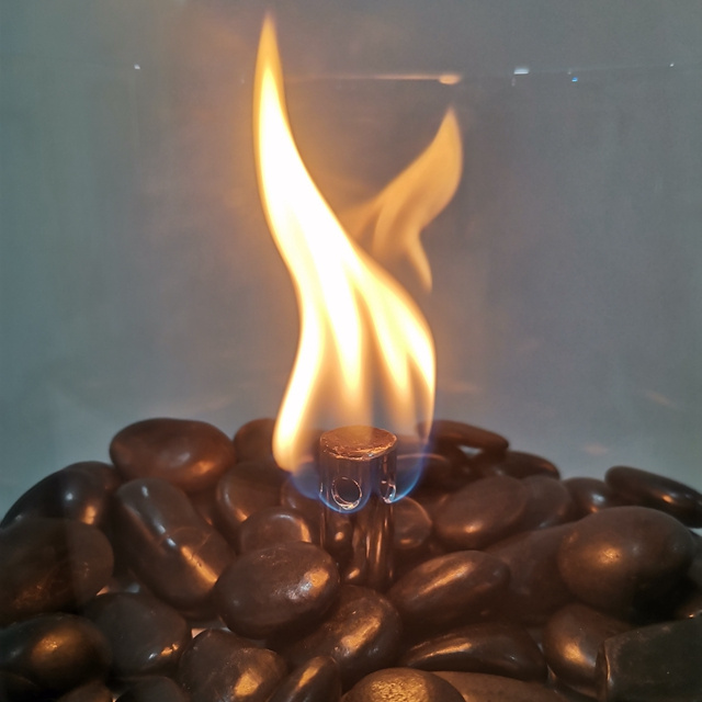 desktop mini round gas fire pits with decorative pebbles and glass cover CE small gas lantern for both indoor and  outdoor use